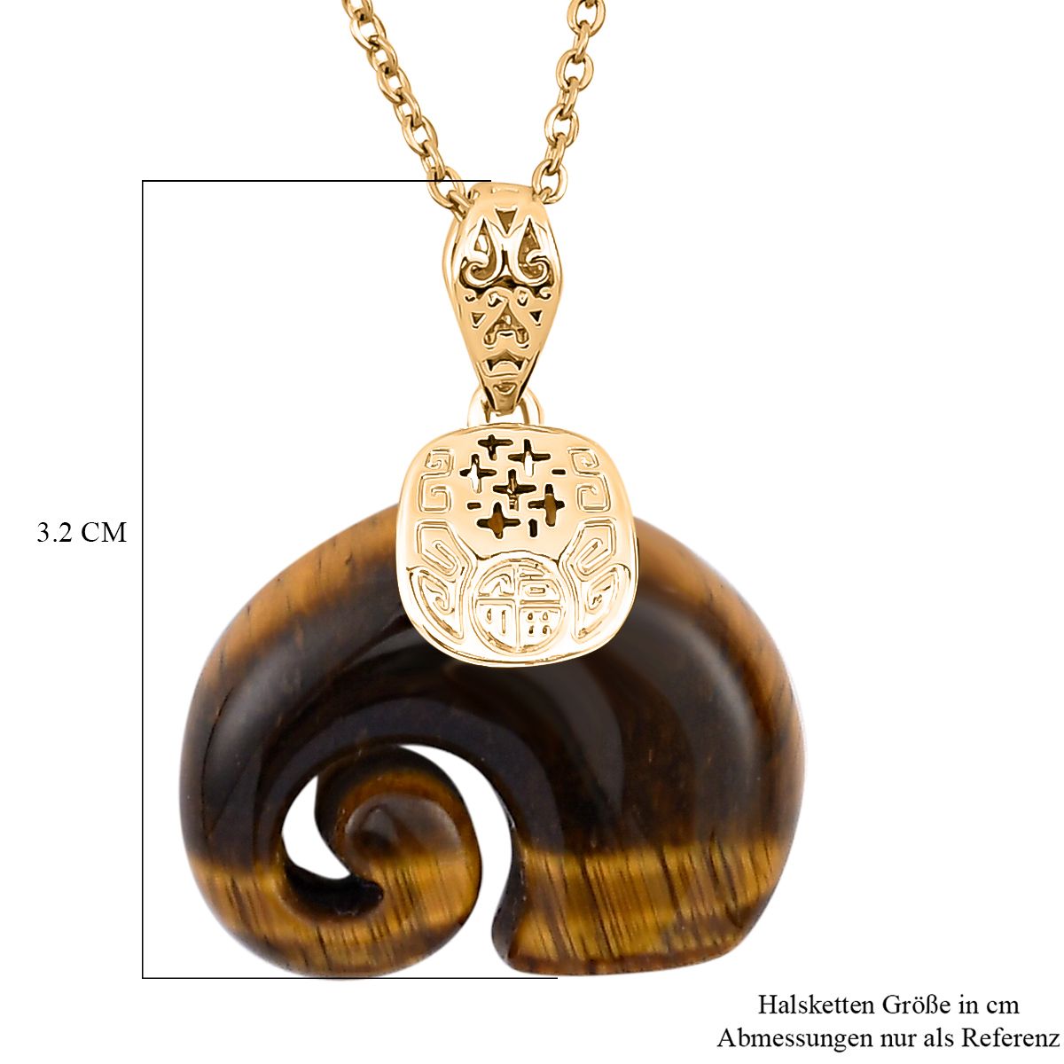Tigerauge Schmuckset Reines Messing, Reiner Edelstahl IP-Gelbbeschichtung ca. 25.00 ct