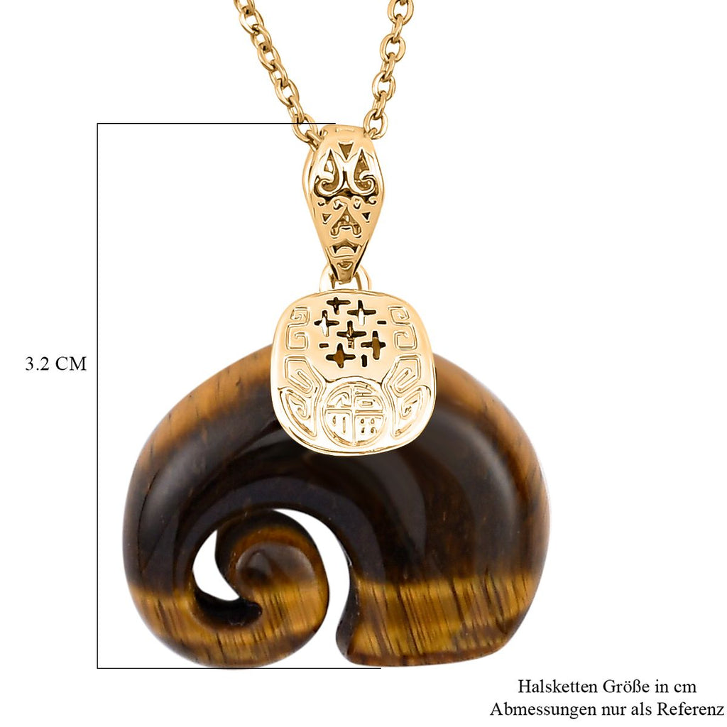 Tigerauge Schmuckset Reines Messing, Reiner Edelstahl IP-Gelbbeschichtung ca. 25.00 ct
