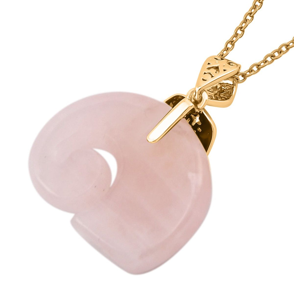 Rosenquarz Anhänger mit Kette, Edelstahl, ca., vergoldet, 25.00 ct