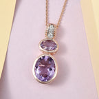 Rose De France Amethyst Anhänger mit Kette, 925 Silber rosévergoldet, ca. 3.92 ct