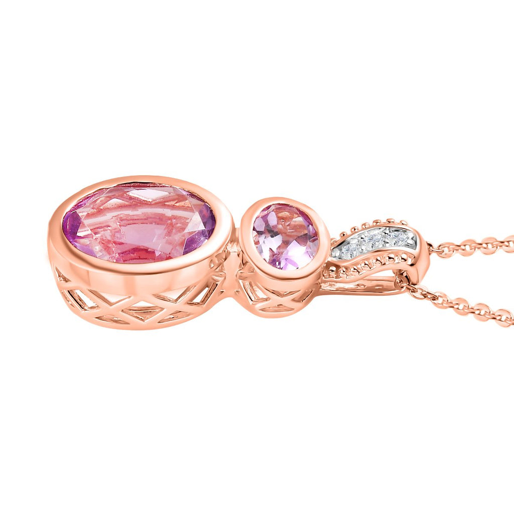 Rose De France Amethyst Anhänger mit Kette, 925 Silber rosévergoldet, ca. 3.92 ct
