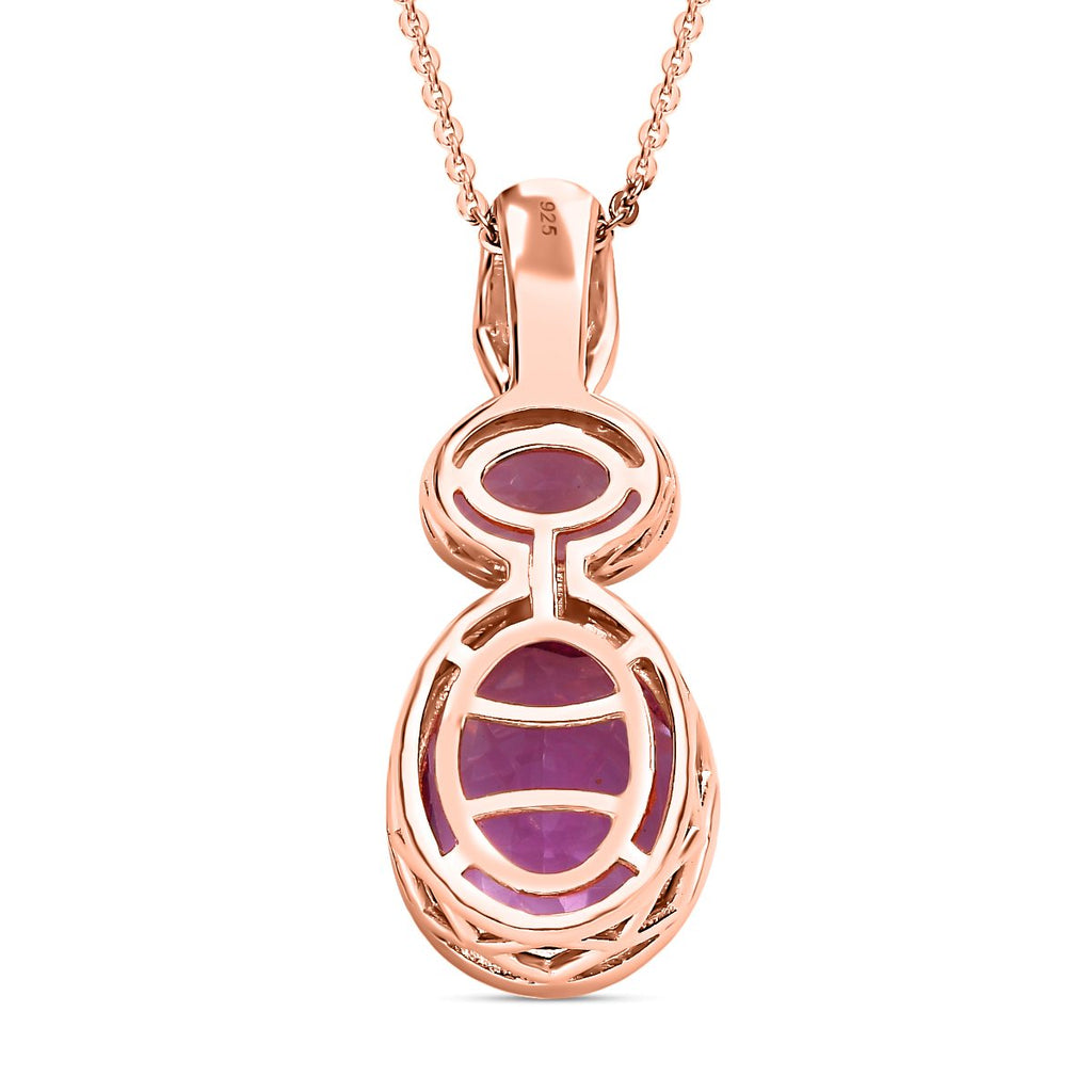 Rose De France Amethyst Anhänger mit Kette, 925 Silber rosévergoldet, ca. 3.92 ct