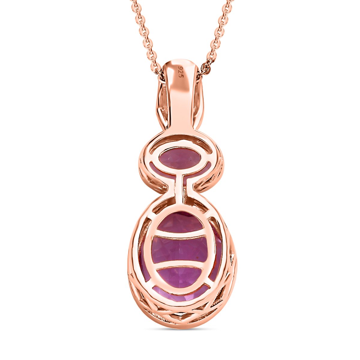 Rose De France Amethyst Anhänger mit Kette, 925 Silber rosévergoldet, ca. 3.92 ct