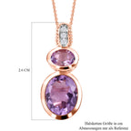 Rose De France Amethyst Anhänger mit Kette, 925 Silber rosévergoldet, ca. 3.92 ct