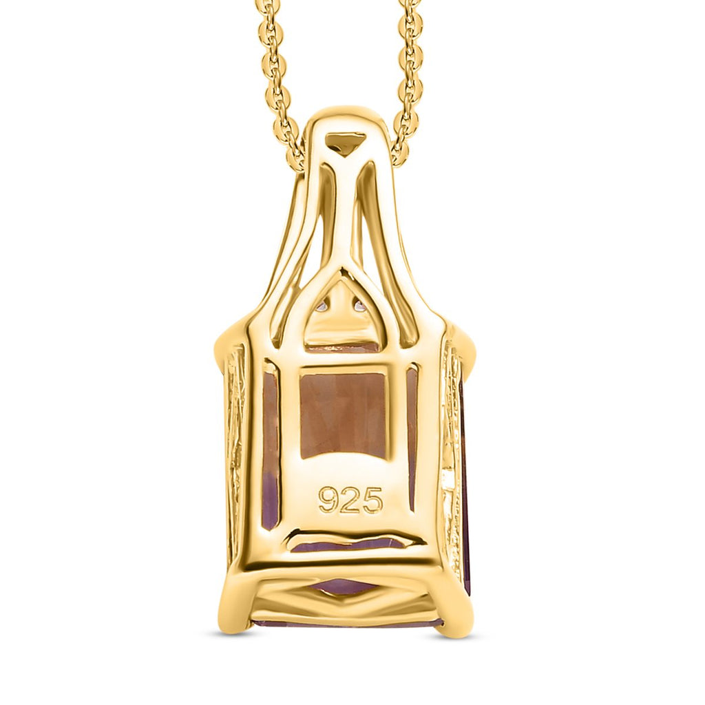 AAA Ametrin, Weißer Zirkon Anhänger mit Kette, 925 Silber vergoldet ca. 3.28 ct