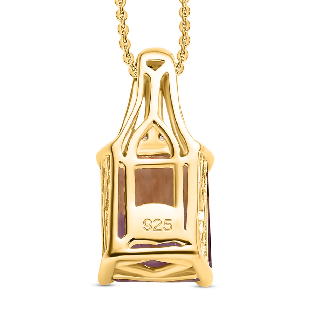 AAA Ametrin, Weißer Zirkon Anhänger mit Kette, 925 Silber vergoldet ca. 3.28 ct