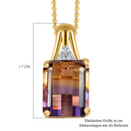 AAA Ametrin, Weißer Zirkon Anhänger mit Kette, 925 Silber vergoldet ca. 3.28 ct