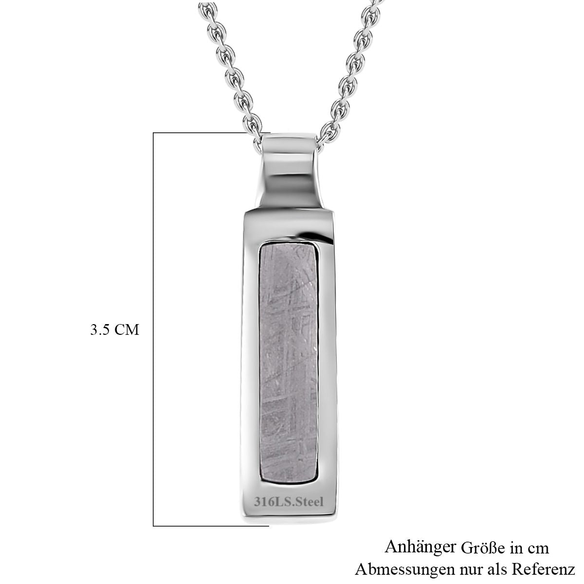 Meteorit Anhänger mit Kette, Reiner Edelstahl, ca. 1.50 ct