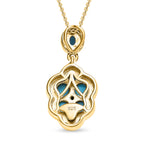 Amerikanischer, natürlicher Sleeping Beauty Türkis Anhänger mit Kette, 925 Silber Gelbgold Vermeil, ca. 1.70 ct