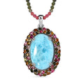 Larimar und mehrfarbiger Turmalin-Anhänger mit Kette - 79,50 ct.