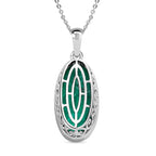 Smaragd-Quarz-Triplette-Anhänger mit Kette, 925 Silber platiniert ca. 9.00 ct