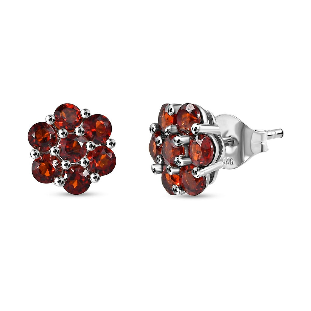 2er Set - Natürlicher Mosambik Granat Anhänger und Ohrringe, 925 Silber platiniert ca. 2.94 ct
