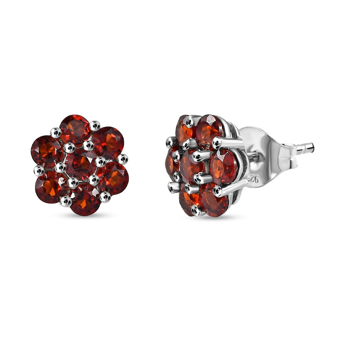 2er Set - Natürlicher Mosambik Granat Anhänger und Ohrringe, 925 Silber platiniert ca. 2.94 ct