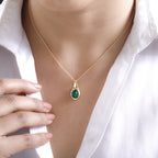 Kagem Sambischer Smaragd Anhänger mit Kette, 925 Silber Gelbgold Vermeil ca. 2.00 ct