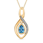Schweizer Blautopas, weißer Zirkon Anhänger mit Kette, 925 Silber Gelbgold Vermeil, ca. 1.46 ct