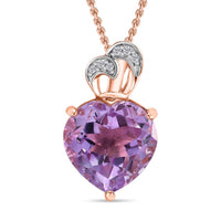 GP Amore Kollektion - Rose de France Amethyst und Kanchanaburi blauer Saphir-Anhänger mit Kette, ca. 50 cm, 925 Silber Roségold Vermeil ca. 6.24 ct
