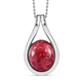 AA Norwegischer Thulit Anhänger mit Kette, 925 Silber platiniert, ca. 4.27 ct