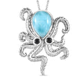 GP Trionfo Kollektion - Larimar, schwarzer Spinell und blauer Saphir-Anhänger mit Kette, 45 cm - 6.83 ct.