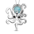 GP Kollektion - Larimar, Schwarzer Spinell Anhänger mit Kette, 925 Silber platiniert ca. 6.83 ct