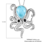 GP Kollektion - Larimar, Schwarzer Spinell Anhänger mit Kette, 925 Silber platiniert ca. 6.83 ct