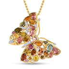 Mehrfarbige-Turmalin Anhänger mit Kette, 925 Silber Gelbgold Vermeil, ca. 6.28 ct