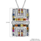Mehrfarbig Saphir Anhänger mit Kette, 925 Silber platiniert ca. 3.87 ct
