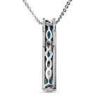 Amerikanische, natürliche Sleeping Beauty Türkis, weißer Zirkon Anhänger mit Kette, 925 Silber platiniert ca. 0.79 ct