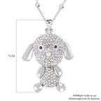Schwarz-weißer Kristall Hund Kette mit beweglichem Anhänger, silberfarben