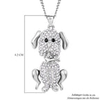 Glitzernder schwarz-weißer Kristall-Anhänger mit beweglichem Hund und Kette