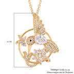 Kolibri Zirkonia Anhänger mit Kette, goldfarben