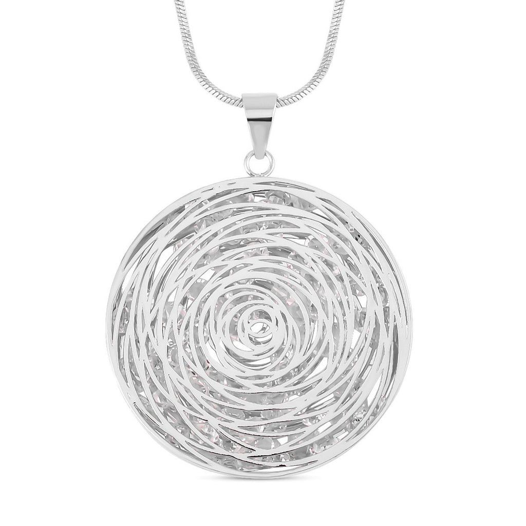 Glitzernde Designer Kristall Anhänger mit Kette, silberfarben