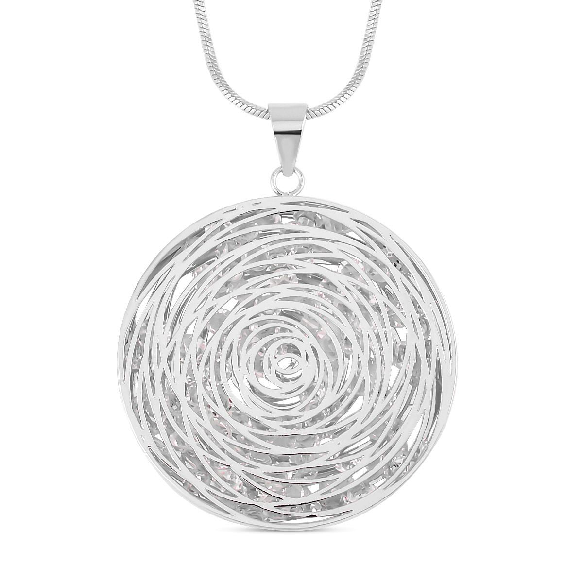 Glitzernde Designer Kristall Anhänger mit Kette, silberfarben