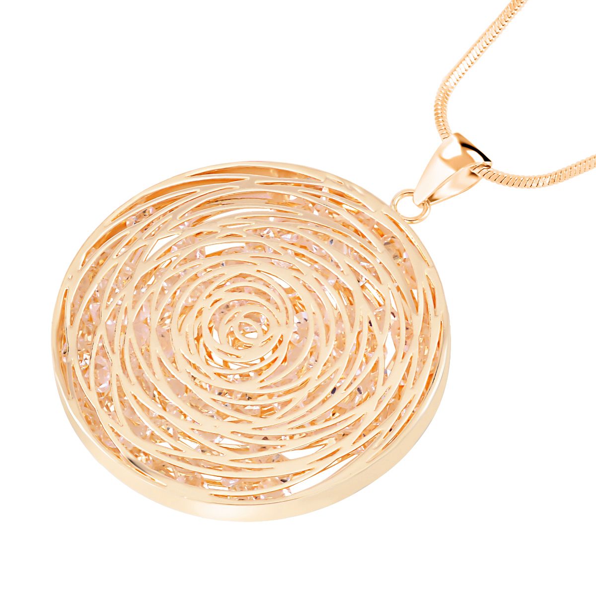 Glitzernde Designer Kristall Anhänger mit Kette, goldfarben