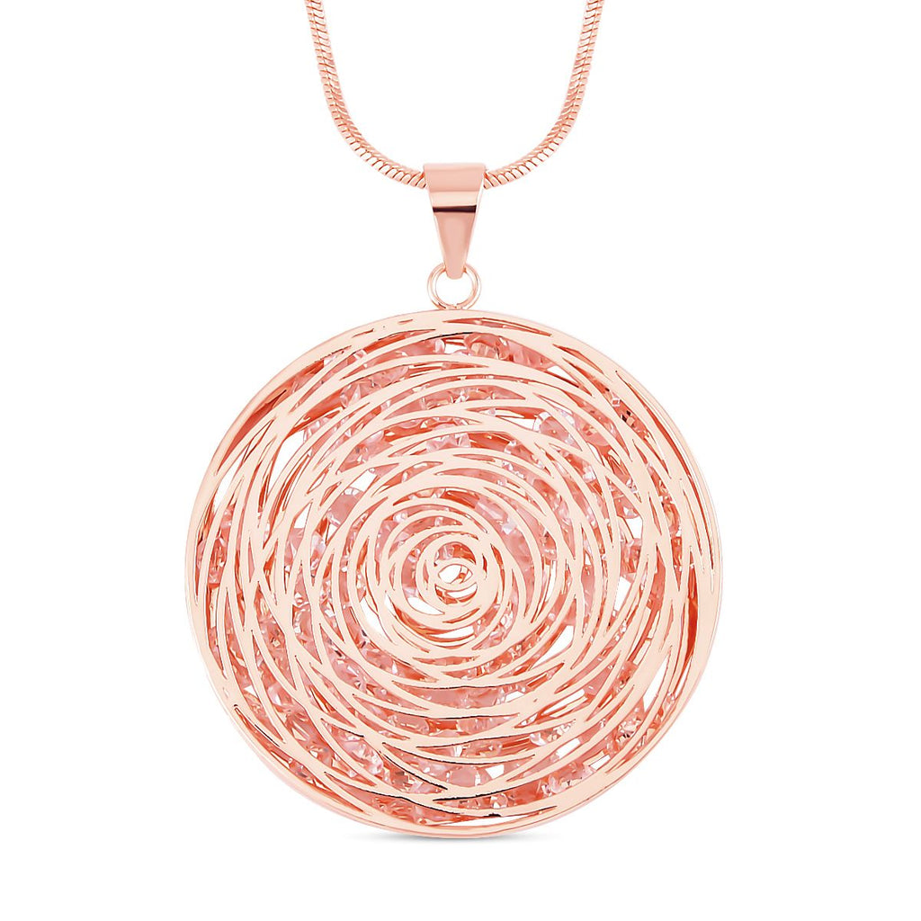 Glitzernde Designer Kristall Anhänger mit Kette, roséfarben