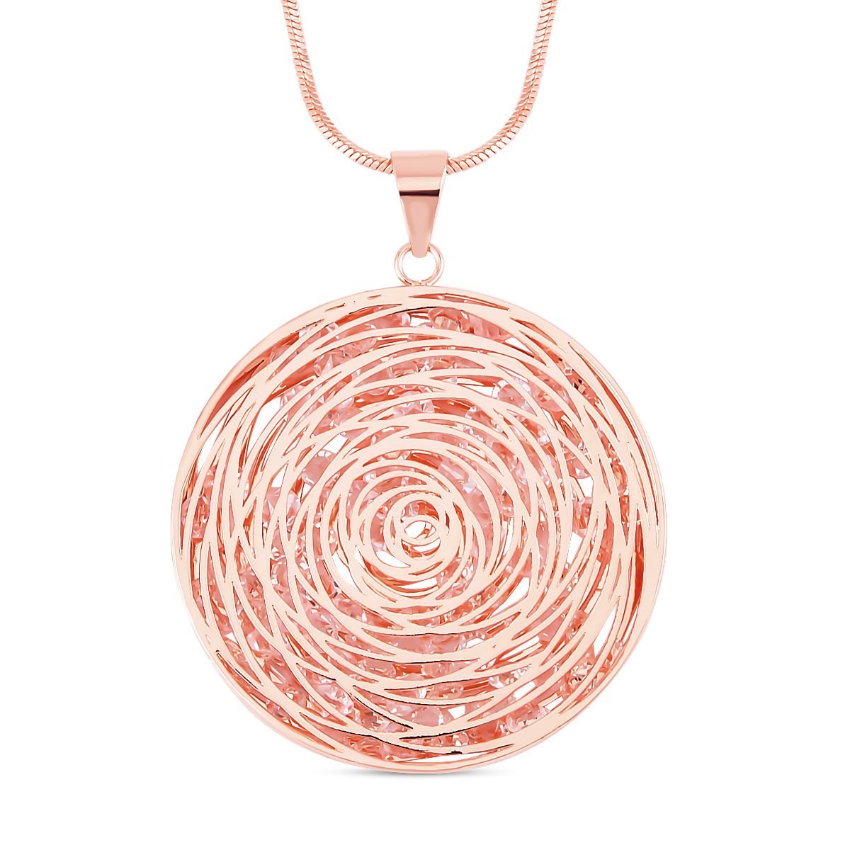 Glitzernde Designer Kristall Anhänger mit Kette, roséfarben