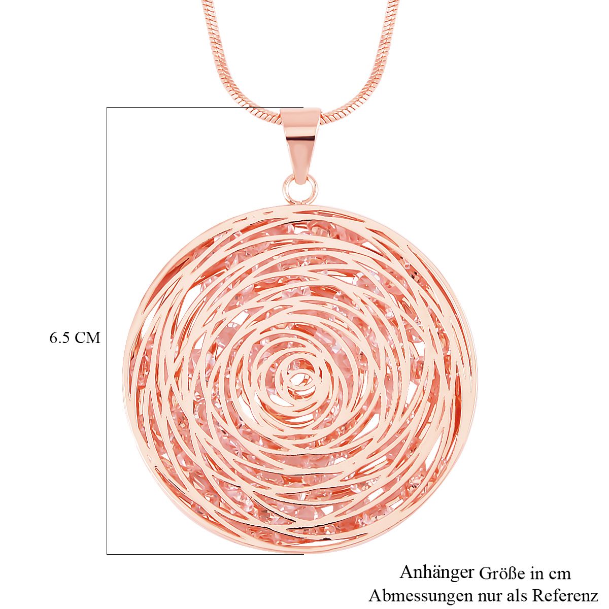 Glitzernde Designer Kristall Anhänger mit Kette, roséfarben