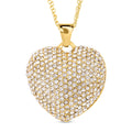 Weißer Kristall-Herz-Anhänger mit 73cm Kette in Goldton