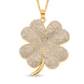 Kristall-Kleeblatt-Anhänger mit 73cm Kette in Goldton