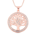 Kristall Lebensbaum Anhänger mit Kette, roséfarben