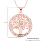 Kristall Lebensbaum Anhänger mit Kette, roséfarben