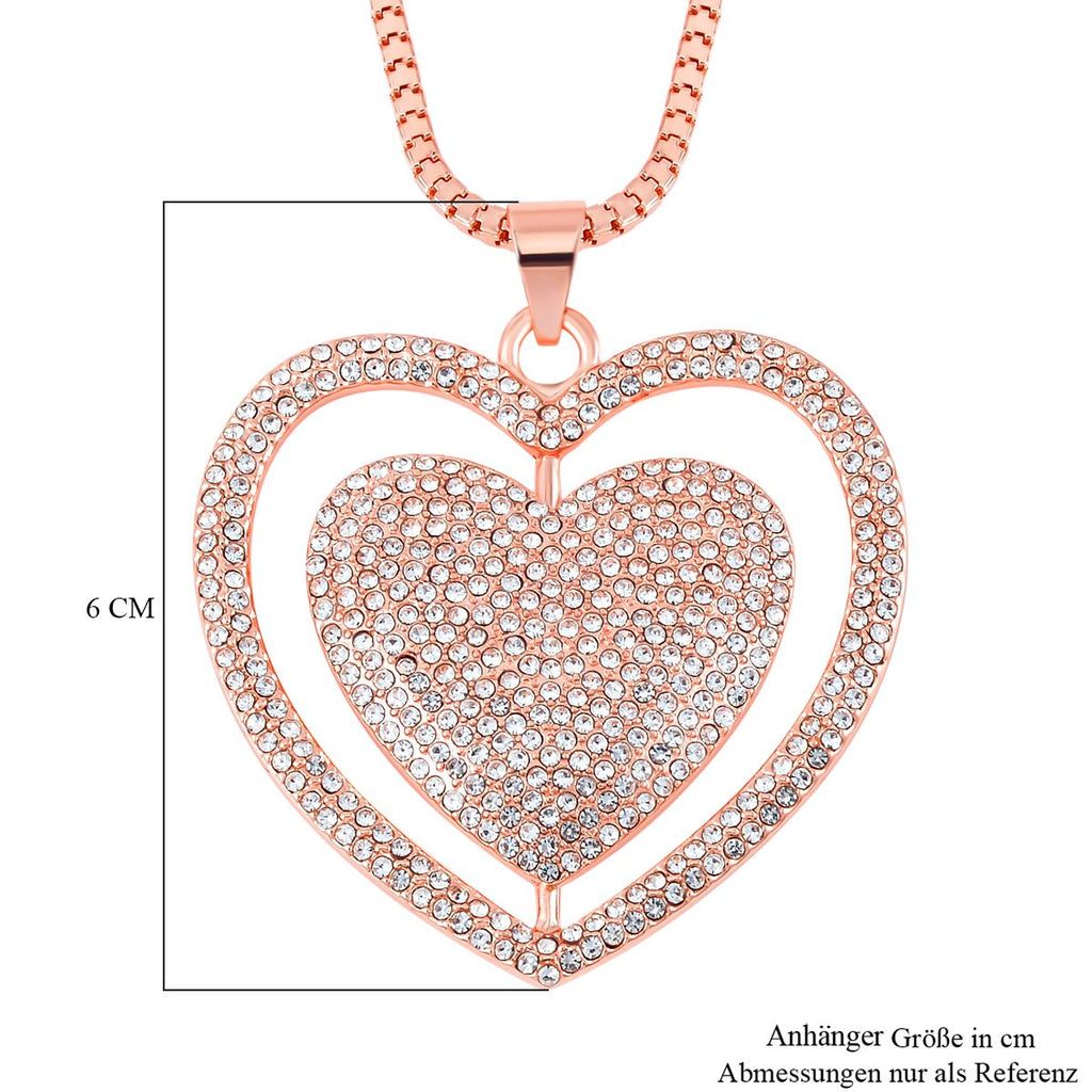 Kristall Glitzerndes Herz Anhänger mit Kette, roséfarben
