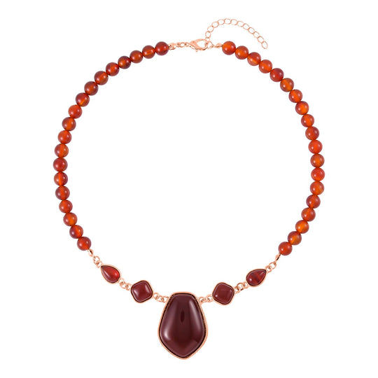 Roter Achat Anhänger mit Kette, Reiner Edelstahl, ca. 298.00 ct