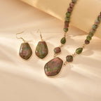 2er Set - Unakite Halskette und Ohrringe, ca. 298.00 ct