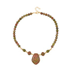 2er Set - Unakite Halskette und Ohrringe, ca. 298.00 ct