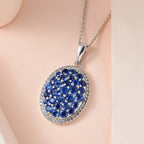Kaschmir Kyanit Anhänger mit Kette, 925 Silber platiniert, 925 Silber rhodiniert ca. 4.08 ct