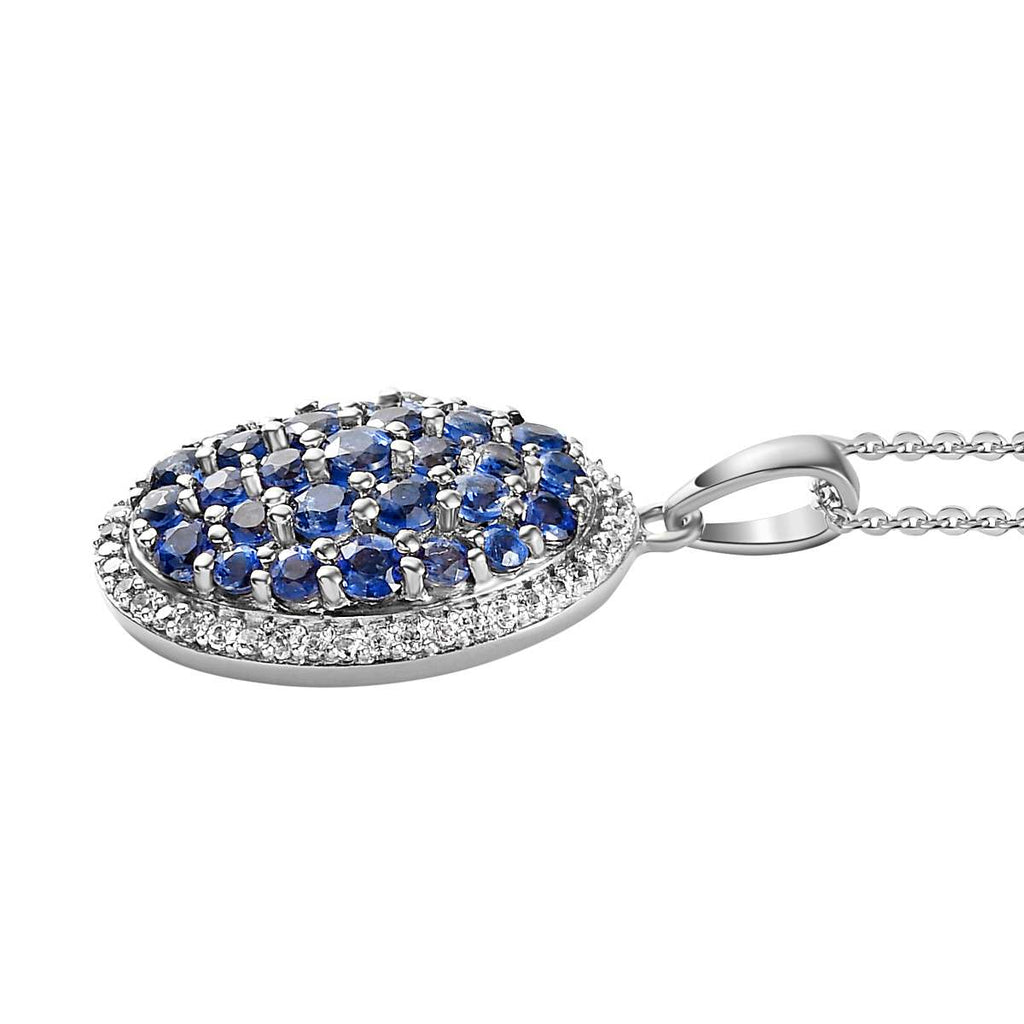 Kaschmir Kyanit Anhänger mit Kette, 925 Silber platiniert, 925 Silber rhodiniert ca. 4.08 ct