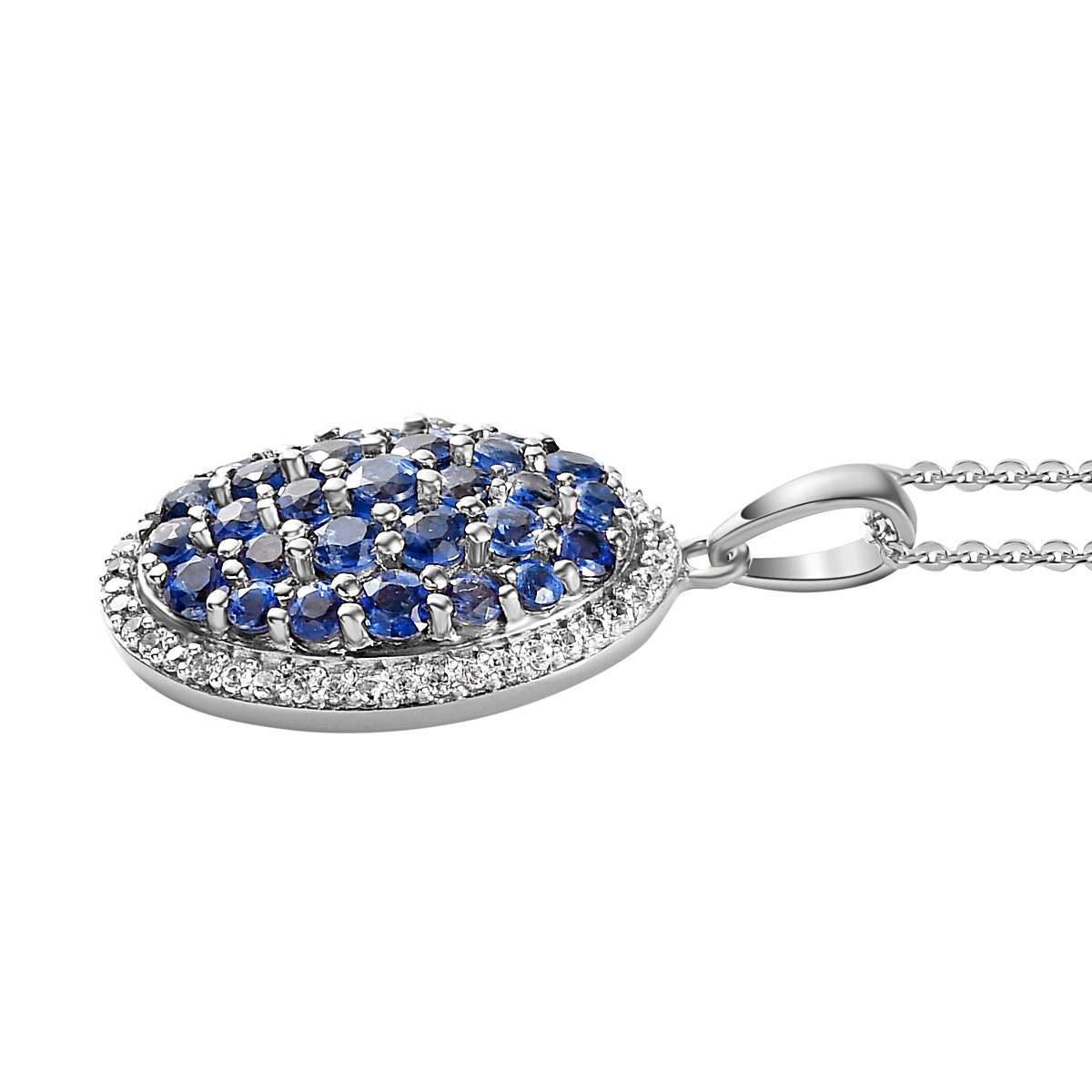 Kaschmir Kyanit Anhänger mit Kette, 925 Silber platiniert, 925 Silber rhodiniert ca. 4.08 ct