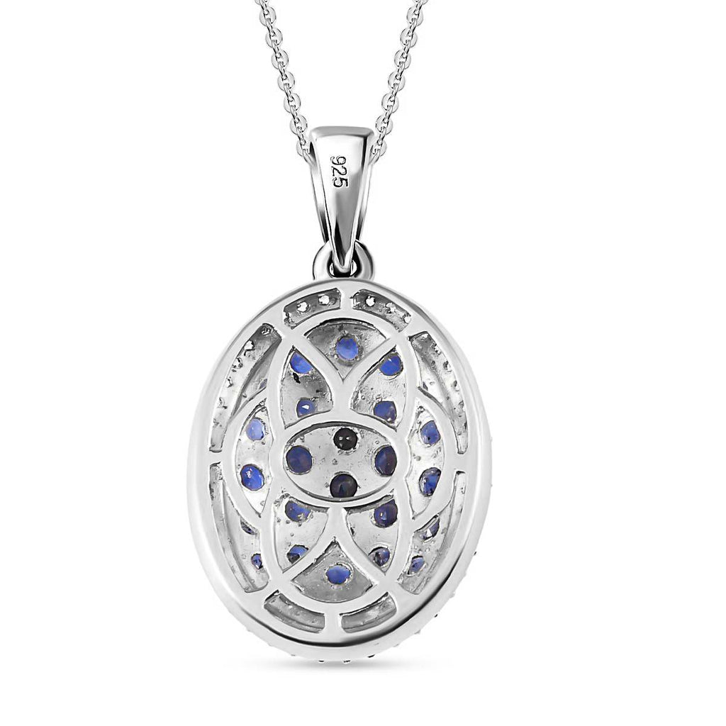 Kaschmir Kyanit Anhänger mit Kette, 925 Silber platiniert, 925 Silber rhodiniert ca. 4.08 ct