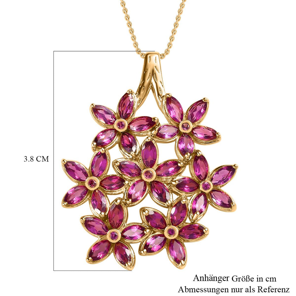 GP Italienische Garten Kollektion - Rhodolith Granat, Kanchanaburi Blauer Saphir Anhänger mit Kette, 925 Silber Gelbgold Vermeil, ca. 6.47 ct