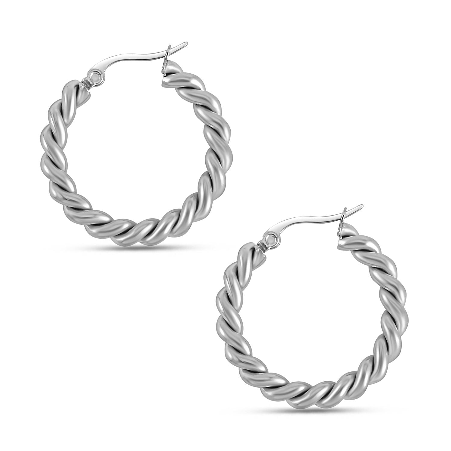 2er Set - Gedrehte Armreif und Ohrringe, 316L Edelstahl